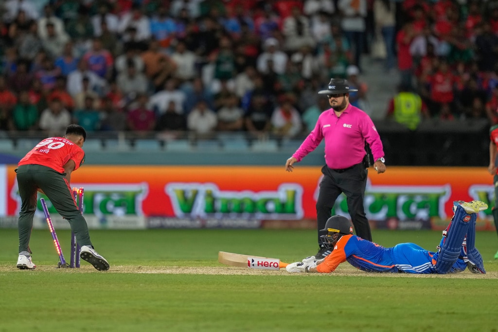 Other Indian batters struggled at times, including Tilak Varma and skipper Suryakumar Yadav, who was caught by stand-in captain and keeper Jaker Ali, while promoted Axar Patel (10 off 15) looked out of place. (AP) Other Indian batters struggled at times, including Tilak Varma and skipper Suryakumar Yadav, who was caught by stand-in captain and keeper Jaker Ali, while promoted Axar Patel (10 off 15) looked out of place. (AP)