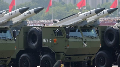 Maritime operations group displays YJ-15 hypersonic anti-ship missiles during a military parade to mark the 80th anniversary of the end of World War Two, in Beijing, China, September 3, 2025. (REUTERS)