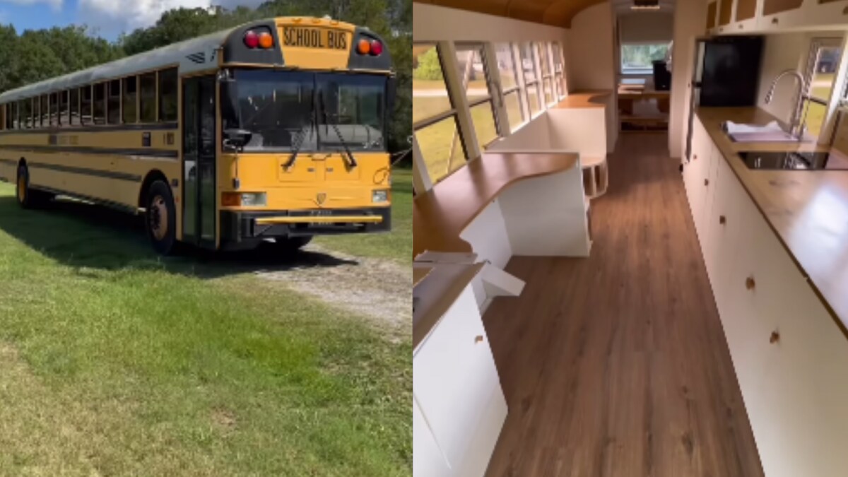 Couple Converts School Bus into Dream Home Over Three Years