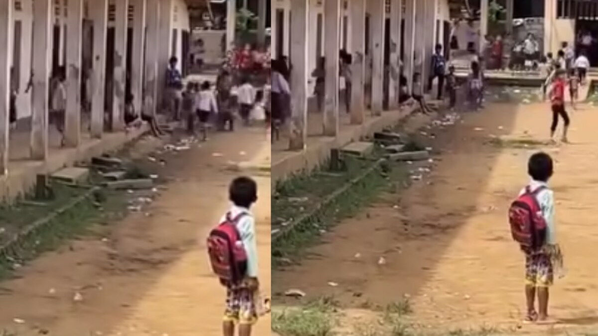 Laos Children Frightened by White Woman at School