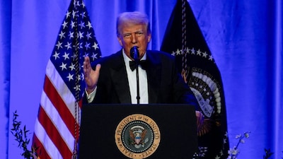 US President Donald Trump speaks at the American Cornerstone Institute's Fourth Annual Founders Dinner at George Washington's Mount Vernon Estate in Mount Vernon, VA, US. (IMAGE: REUTERS) 