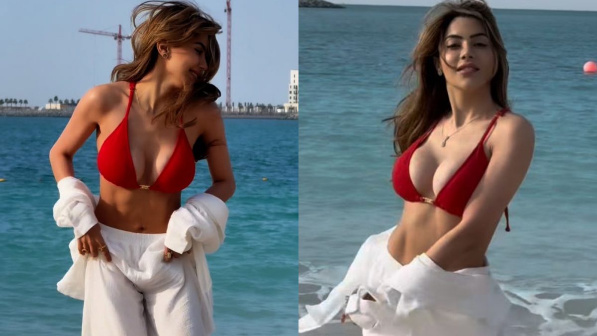 Nikki Tamboli Stuns in Red Bikini in Dubai
