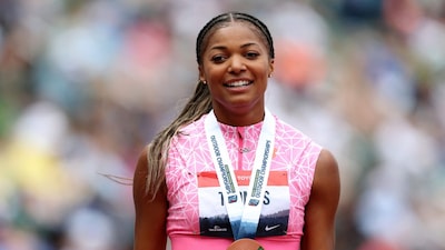 Gabby Thomas has been suffering from an Achilles tendon. (AFP Photo)
