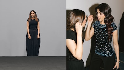 Fashion designer Krésha Bajaj and (right) Samantha Ruth Prabhu at Dubai Fashion Week. 