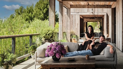 Ashton Kutcher and Mila Kunis Los Angeles modern farmhouse exterior