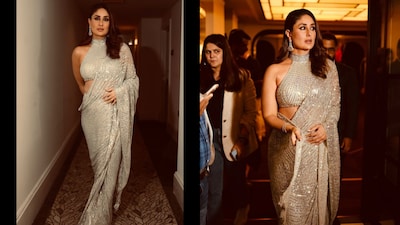 Kareena Kapoor mesmerizes in a sequin Manish Malhotra saree at Birmingham