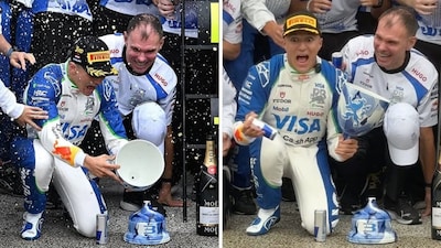 Isack Hadjar freaks out after breaking his career-first F1 trophy at the Dutch GP (X)