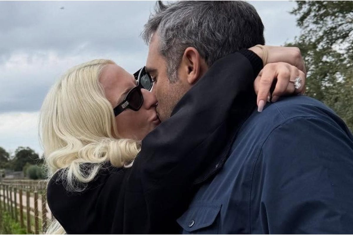 Lady Gaga kisses Michael on his birthday.