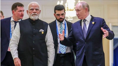 Prime Minister Narendra Modi with Russian President Vladimir Putin during a bilateral meeting on the sidelines of the SCO Summit in China (@narendramodi/X)