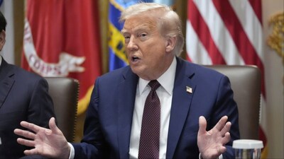 US President Donald Trump speaks during a cabinet meeting (File/AP)