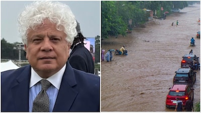 A file photo of Suhel Seth/waterlogging in Gurugram after heavy rain (Photos: PTI)