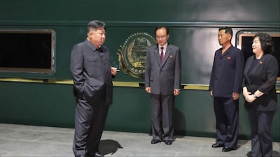 North Korea's leader Kim Jong Un (L) as he departs from Pyongyang by special train to visit China on Sept 1, 2025 (Photo: AFP)