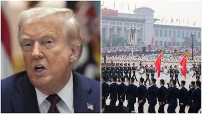 Photos of Donald Trump/military parade to commemorate the 80th anniversary of Japan's World War II surrender held in front of Tiananmen Gate in Beijing (AP)