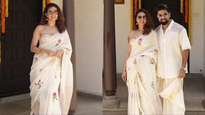 Keerthy Suresh celebrated first Onam with husband Antony Thattil.