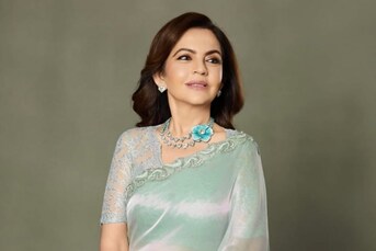 Nita Ambani Stuns in Manish Malhotra’s Sculptural Floral Necklace at Bollywood Premiere