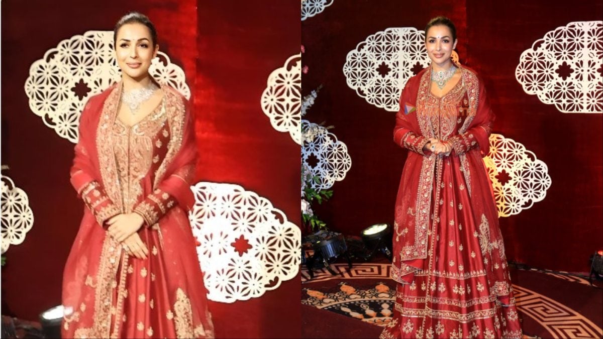 Malaika Arora’s Traditional Glam In A Maroon Anarkali Sets The Tone For Navaratri 2025