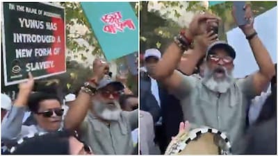 Protests against Bangladesh government outside UN in New York (Video screengrabs/Social Media)