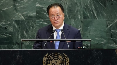 North Korea’s Vice Foreign Minister Kim Son Gyong addresses the United Nations General Assembly at UN headquarters in New York. (AFP photo)