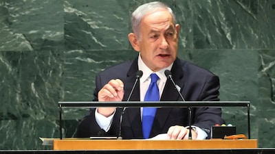 Israeli Prime Minister Benjamin Netanyahu speaks during the United Nations General Assembly. 