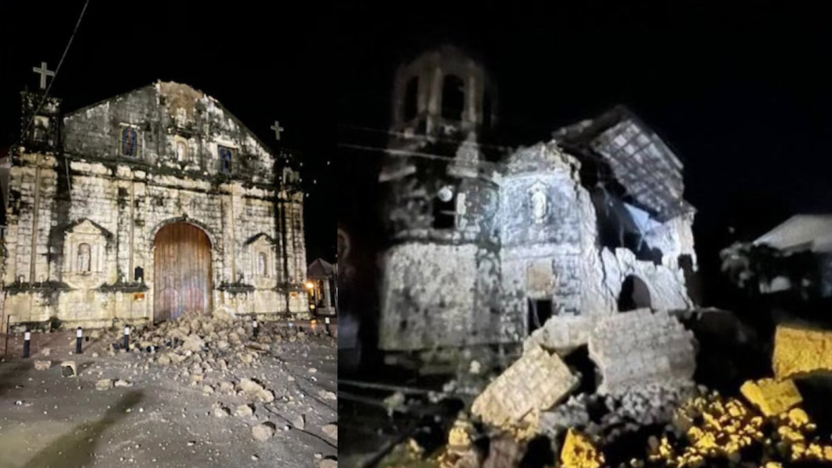 Heritage Church Collapses As 6.9 Magnitude Earthquake Hits Philippines | Video