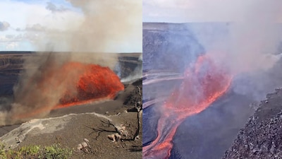 The US Geological Survey (USGS) said lava first emerged from the north vent of Halemaʻumaʻu crater. 