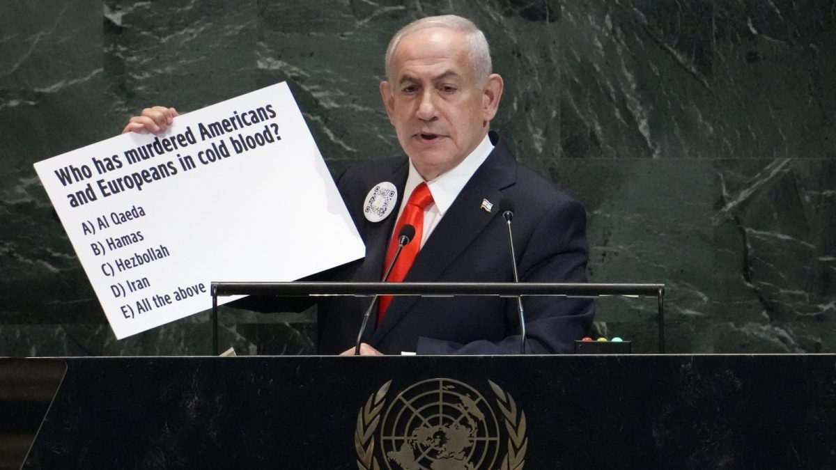 <div>Israeli Forces Take Control Of Gazans' Phones To Livestream Netanyahu’s UN Speech</div>