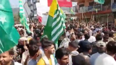 The Jammu Kashmir Awami Action Committee (JKAAC) seen leading the ongoing demonstrations in Pakistan-occupied Kashmir region. (IMAGE: ANI) 
