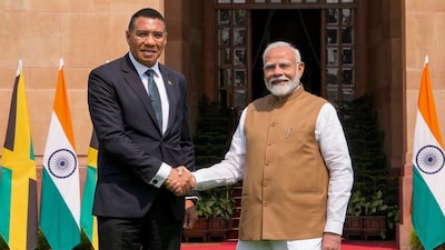 Prime Minister Narendra Modi with his Jamaican counterpart Andrew Holness. (PTI file photo)