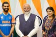 Ravindra Jadeja with his wife Rivaba Jadeja met Prime Minister Narendra Modi