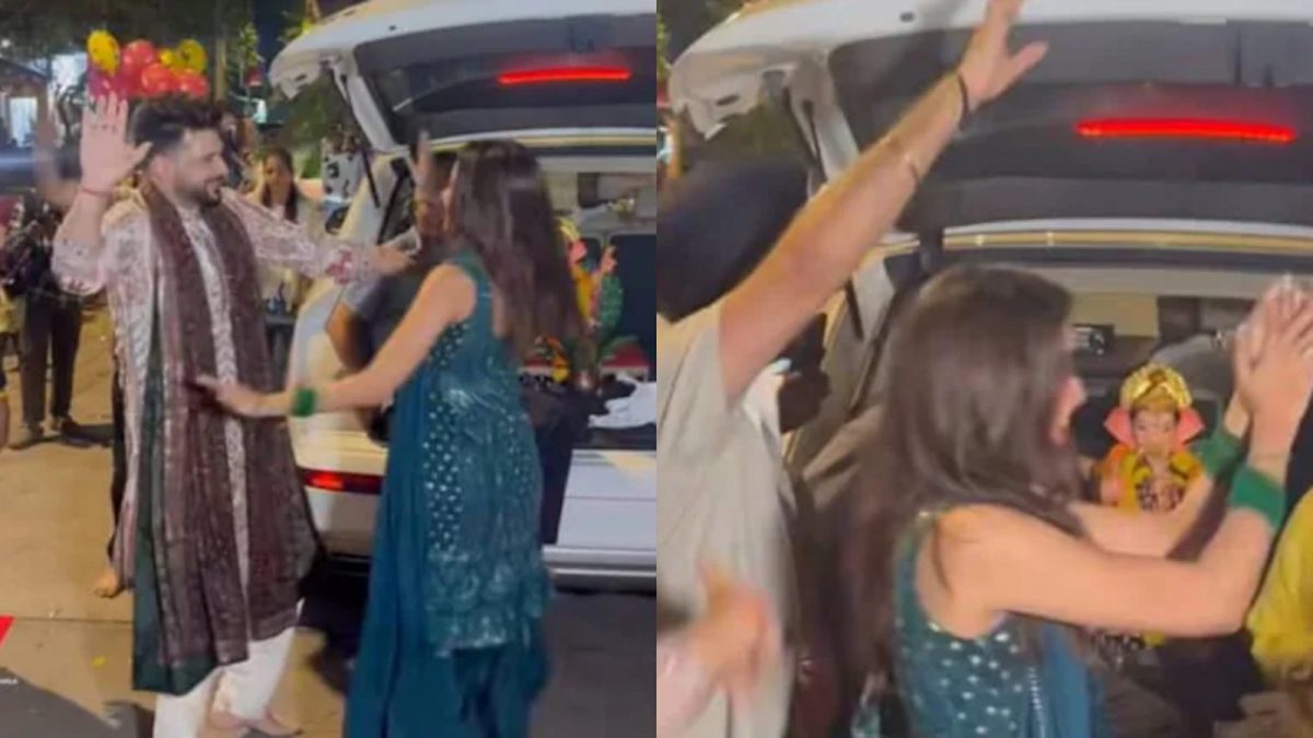Tejasswi Prakash and Karan Kundrra Celebrate Ganpati Visarjan