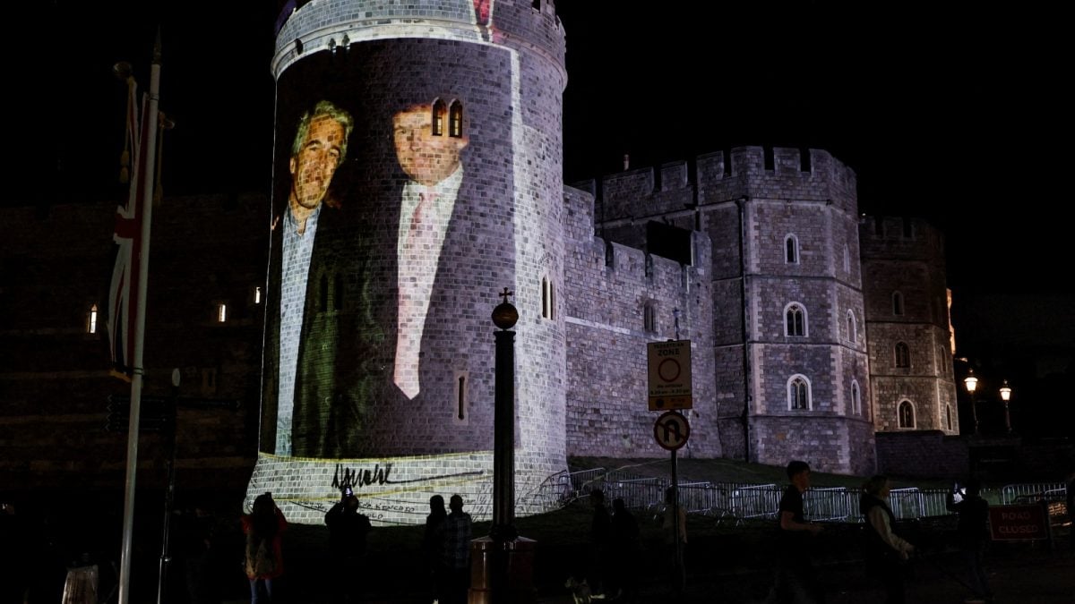 Protesters Project Trump–Epstein Images Onto Windsor Castle Ahead Of State Visit