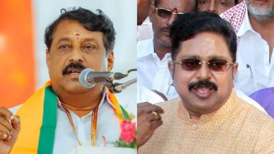 Tamil Nadu BJP chief Nainar Nagendran and TTV Dhinakaran, leader of the AMMK party | File Image