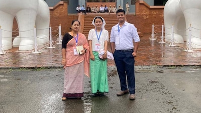 Chingtham Lembi Devi (centre) was among five other residents of Manipur's relief camps who interacted with PM Narendra Modi on his first visit to the strife-torn northeastern state since ethnic clashes began in May 2023. (Image: News18)