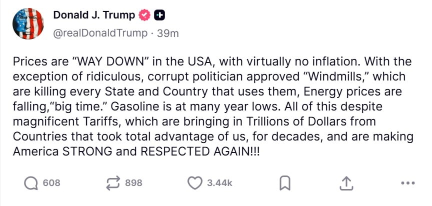 Donald Trump's post on social media