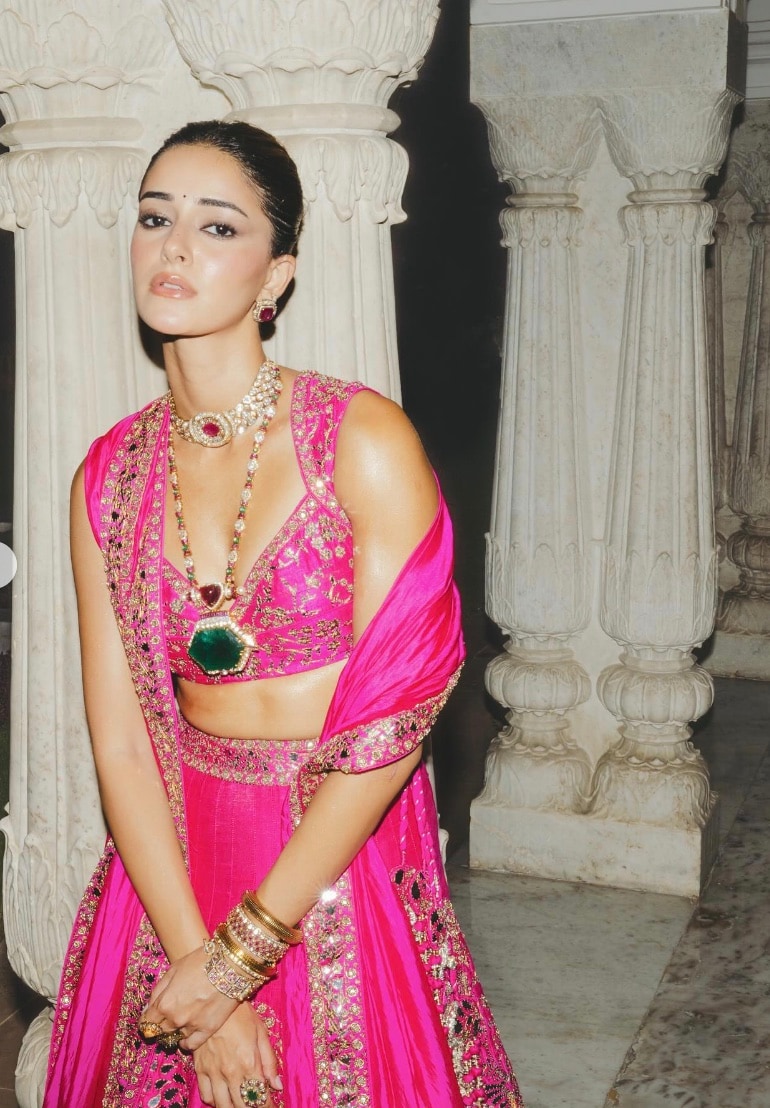 How about this Ananya Panday-approved rani pink lehenga with exquisite gold detailing? How about this Ananya Panday-approved rani pink lehenga with exquisite gold detailing?