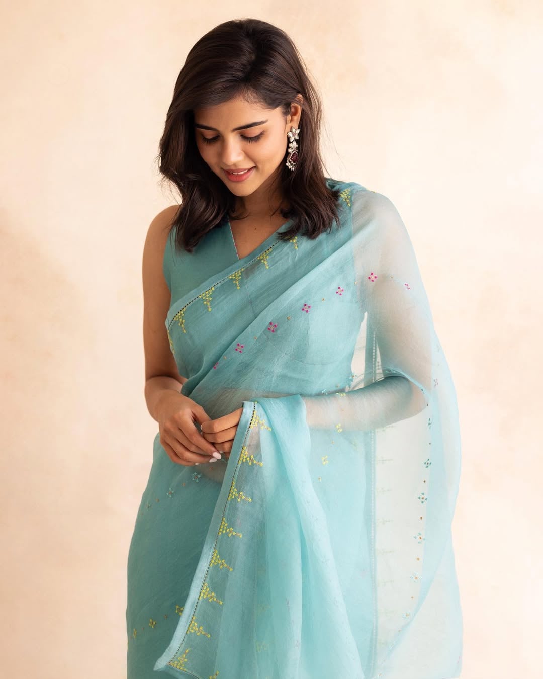 Kalyani Priyadarshan Inspired Saree Blouse Designs Kalyani Priyadarshan Inspired Saree Blouse Designs