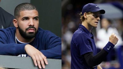 Drake (left) and Jannik Sinner (AP Photo)