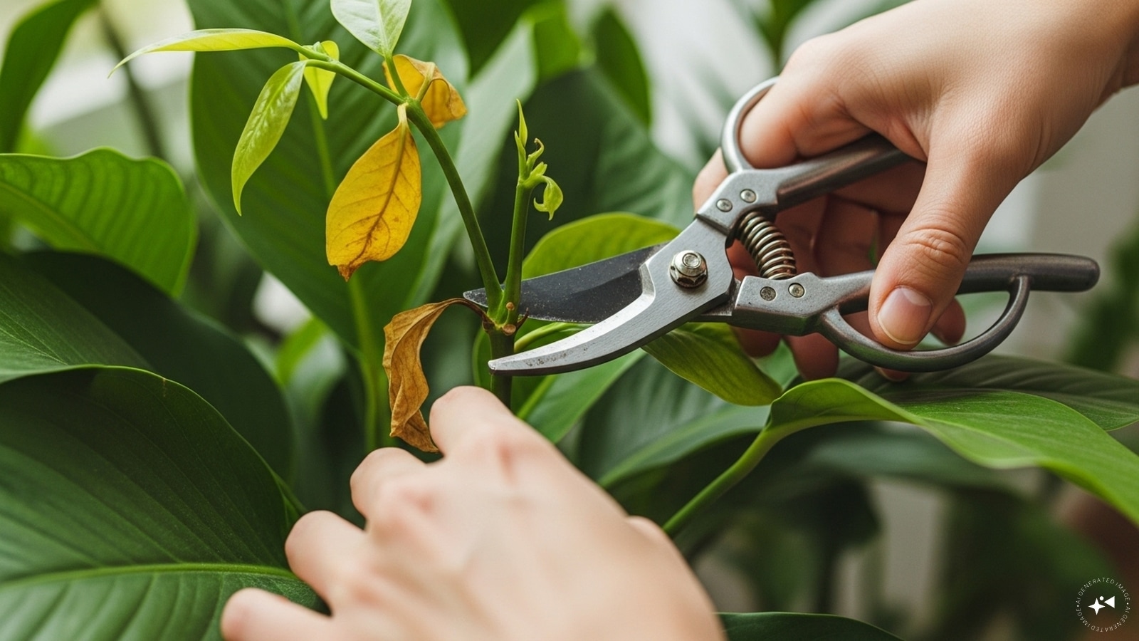  Prune for Shape and Health: Trim dead leaves or leggy stems to encourage bushier growth. Use clean scissors or pruning shears.