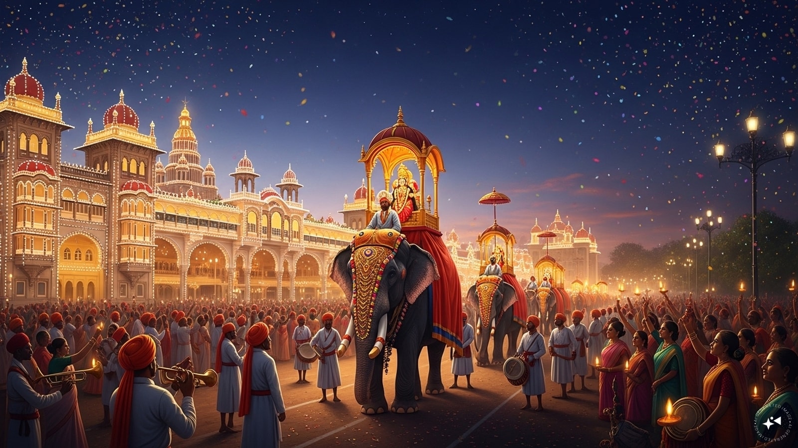 The Mysuru Dasara festival, also known as Mysore Dasara, is a spectacular ten-day celebration filled with lights, enthusiasm, and excitement. Observed with great grandeur across Karnataka, particularly in Mysuru, this festival honors Goddess Chamundeshwari’s victory over the demon king Mahishasura. It begins on the first day of Navratri and culminates in the vibrant celebrations of Vijayadashami.