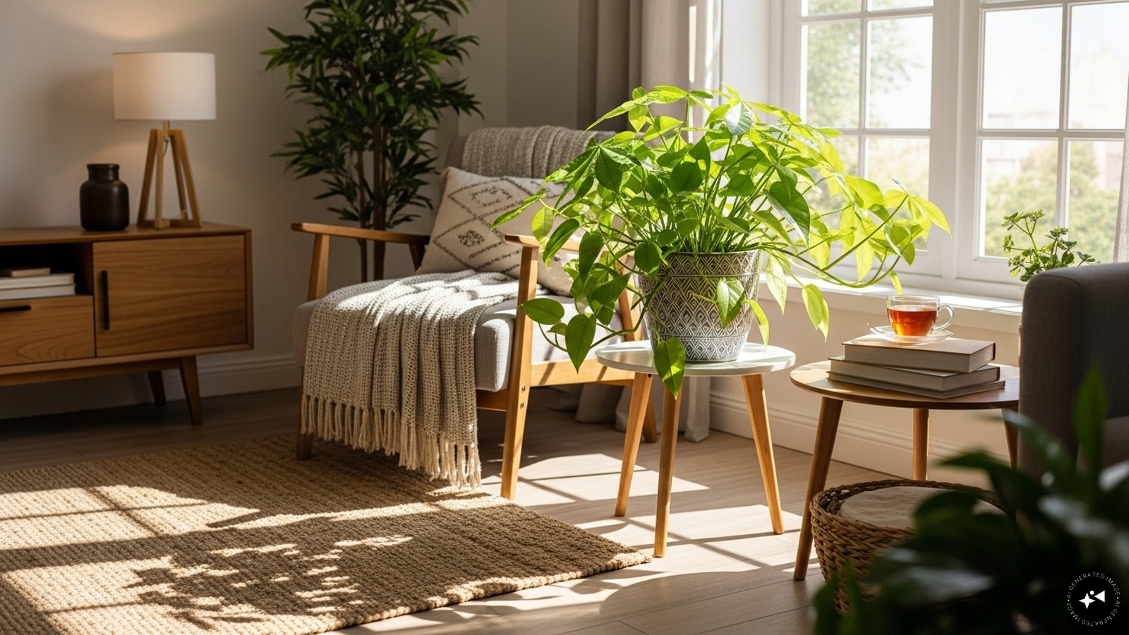 Money Plant: Money Plant is a symbol of wealth and prosperity. Keeping it in the south-east corner of the living room strengthens the financial condition and brings prosperity in the house. (AI generated image) Money Plant: Money Plant is a symbol of wealth and prosperity. Keeping it in the south-east corner of the living room strengthens the financial condition and brings prosperity in the house. (AI generated image)