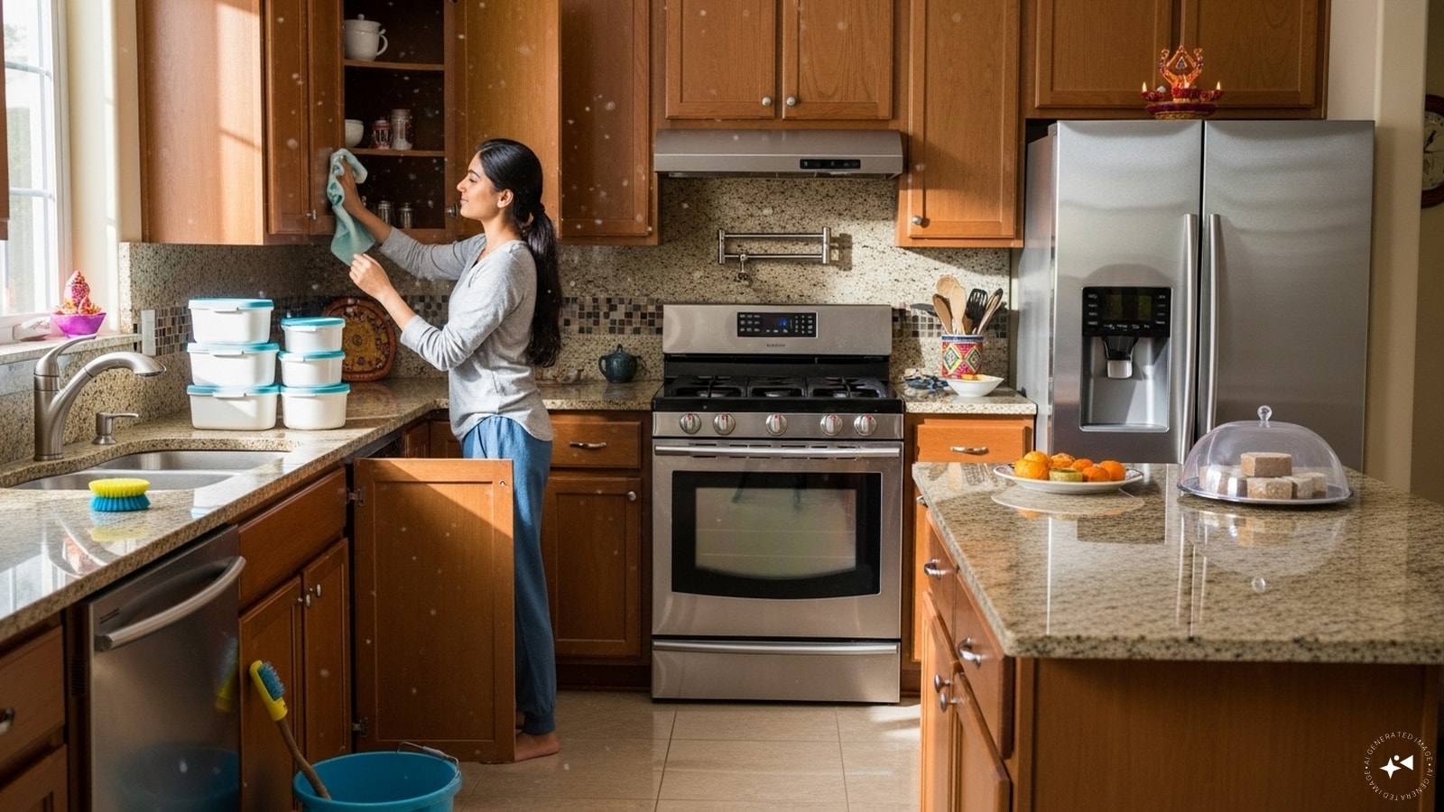 Cleaning the kitchen is also a vital part of Diwali preparations. Empty every cupboard and shelf, and wipe them down carefully. Give the stove, oven, and refrigerator a thorough clean, and scrub away any dirt from the sink and tiles. A spotless kitchen adds a special sparkle that brightens the entire home. Cleaning the kitchen is also a vital part of Diwali preparations. Empty every cupboard and shelf, and wipe them down carefully. Give the stove, oven, and refrigerator a thorough clean, and scrub away any dirt from the sink and tiles. A spotless kitchen adds a special sparkle that brightens the entire home.