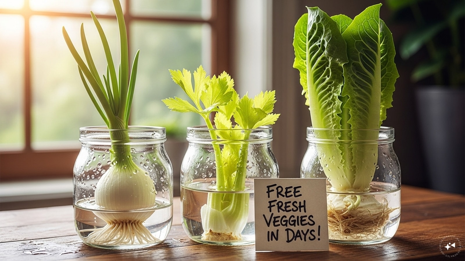 Regrow Vegetables from Scraps: Green onions, celery, and lettuce can be regrown by placing their roots in water. Free fresh veggies in days! Regrow Vegetables from Scraps: Green onions, celery, and lettuce can be regrown by placing their roots in water. Free fresh veggies in days!