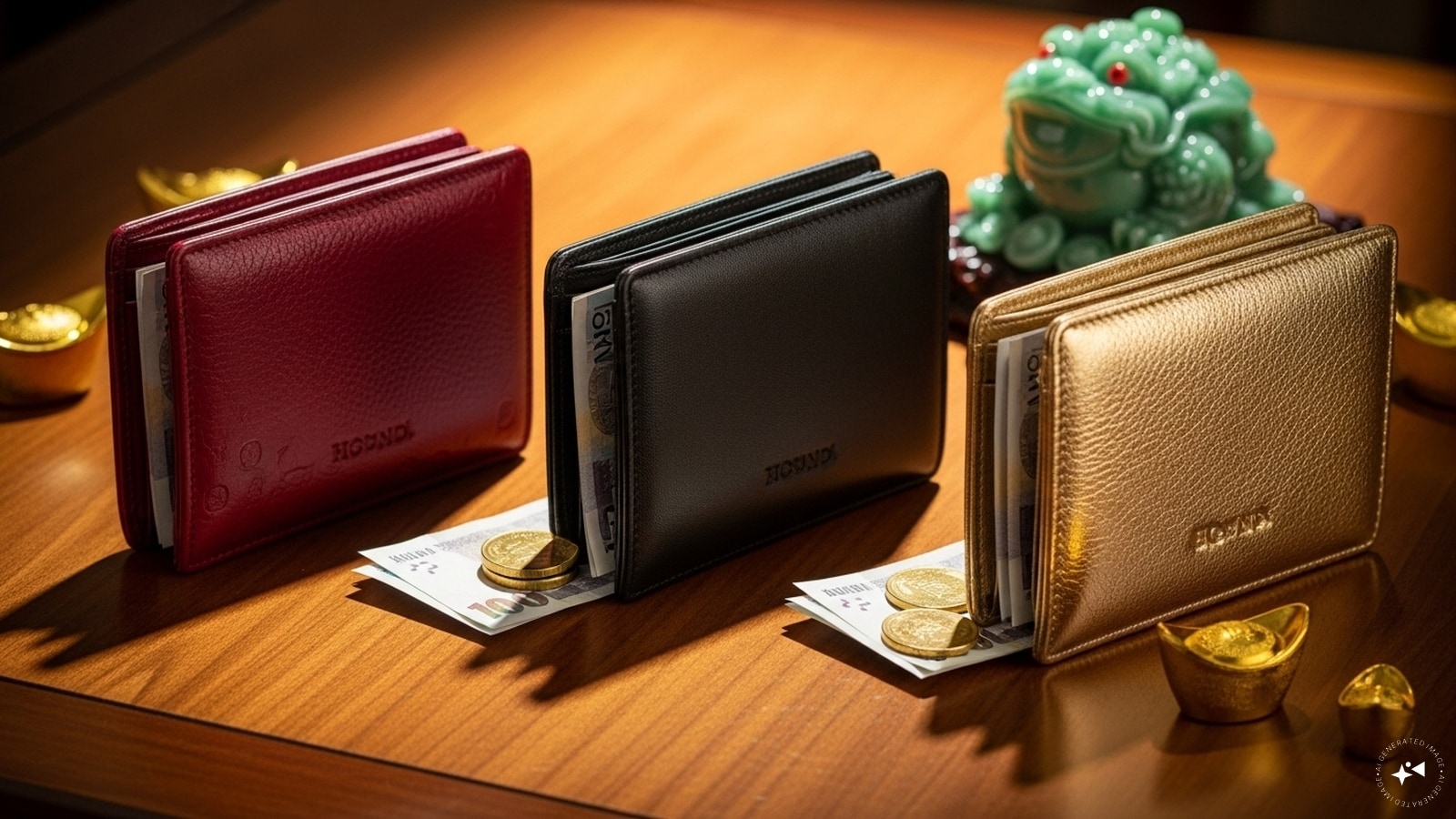 The color of the wallet is also important in Feng Shui. Red, black, and gold colored wallets are considered auspicious for wealth and prosperity. The color of the wallet is also important in Feng Shui. Red, black, and gold colored wallets are considered auspicious for wealth and prosperity.