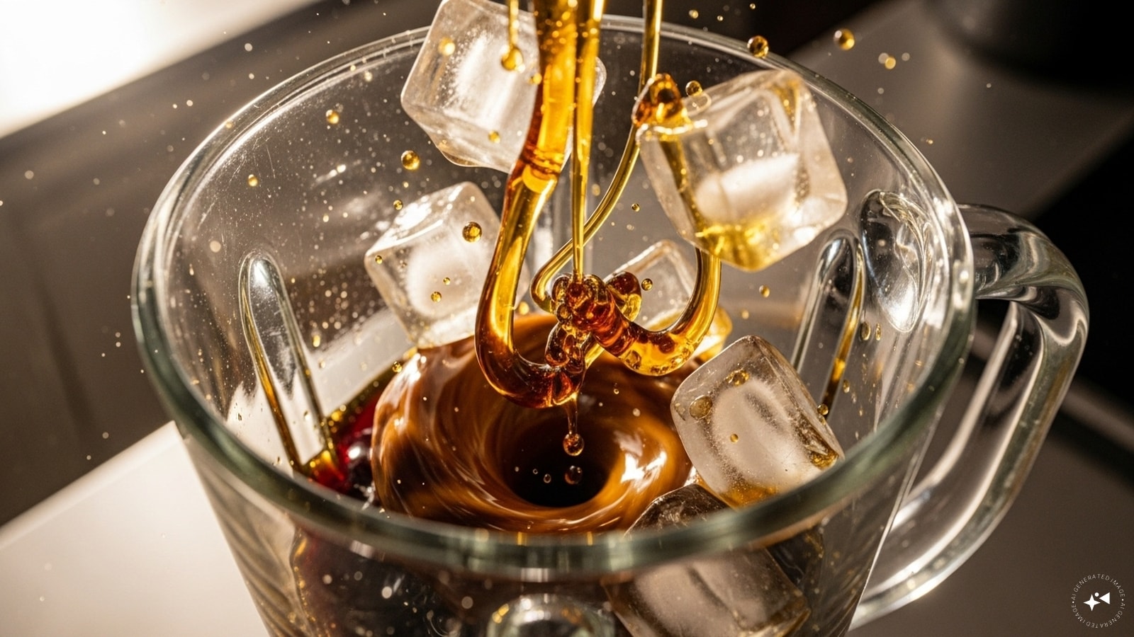 Step 3: Add coffee, syrup, and ice cubes to the blender. Step 3: Add coffee, syrup, and ice cubes to the blender.