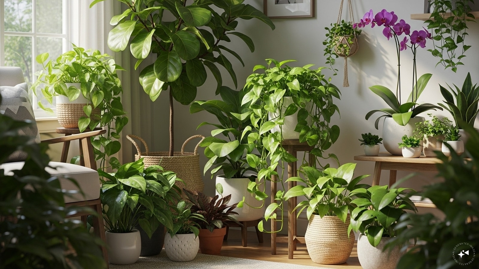Care of plants in the living room: In Feng Shui, plants are considered a source of vibrant energy, so their proper care is important. Water them regularly, keep them in sunlight, and clean their leaves from time to time. Only plants that are lush and full of freshness give really auspicious results. (AI generated image) Care of plants in the living room: In Feng Shui, plants are considered a source of vibrant energy, so their proper care is important. Water them regularly, keep them in sunlight, and clean their leaves from time to time. Only plants that are lush and full of freshness give really auspicious results. (AI generated image)