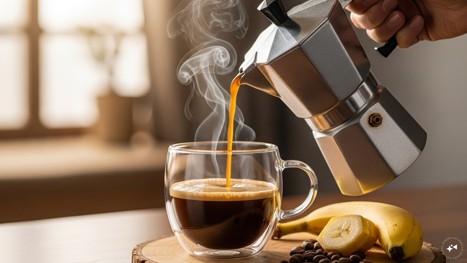 Step 5: Pour the banana coffee into a glass or mug. Step 5: Pour the banana coffee into a glass or mug.