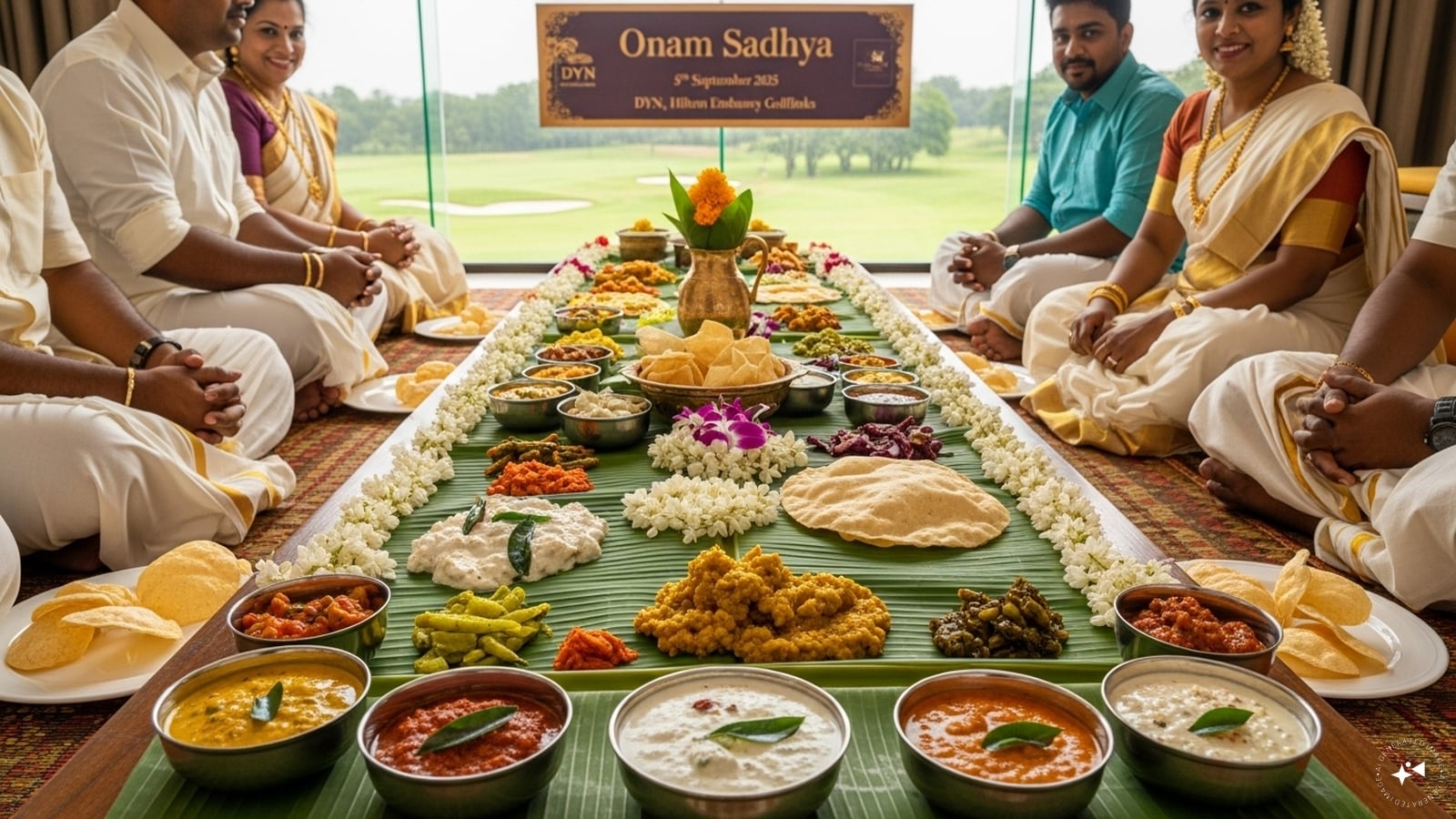 Hilton Embassy Golflinks, Bengaluru: DYN at Hilton Embassy Golflinks is bringing that spirit alive with a grand Onam Sadhya. Location: DYN, Hilton Embassy Golflinks | Date: 5th September 2025 | Time: 12.30 PM to 4 PM | Price: INR 1499 ++ Hilton Embassy Golflinks, Bengaluru: DYN at Hilton Embassy Golflinks is bringing that spirit alive with a grand Onam Sadhya. Location: DYN, Hilton Embassy Golflinks | Date: 5th September 2025 | Time: 12.30 PM to 4 PM | Price: INR 1499 ++