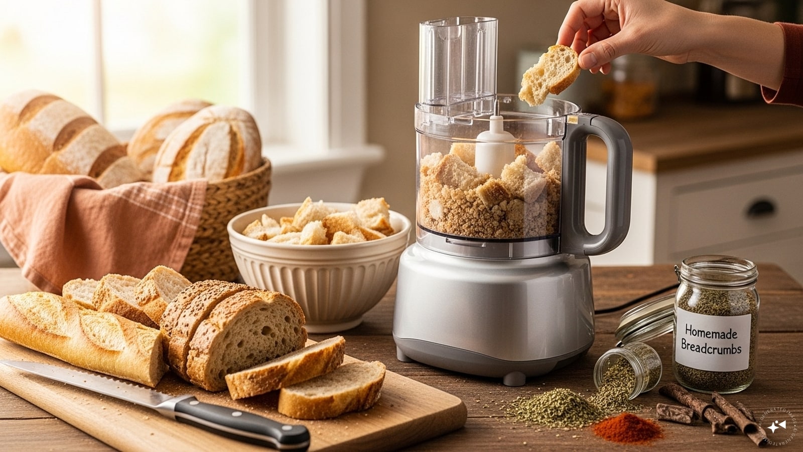 DIY Breadcrumbs from Old Bread: Don’t throw away stale bread — toast and blend it into breadcrumbs. Use in cutlets, pasta bakes, or to top casseroles. DIY Breadcrumbs from Old Bread: Don’t throw away stale bread — toast and blend it into breadcrumbs. Use in cutlets, pasta bakes, or to top casseroles.