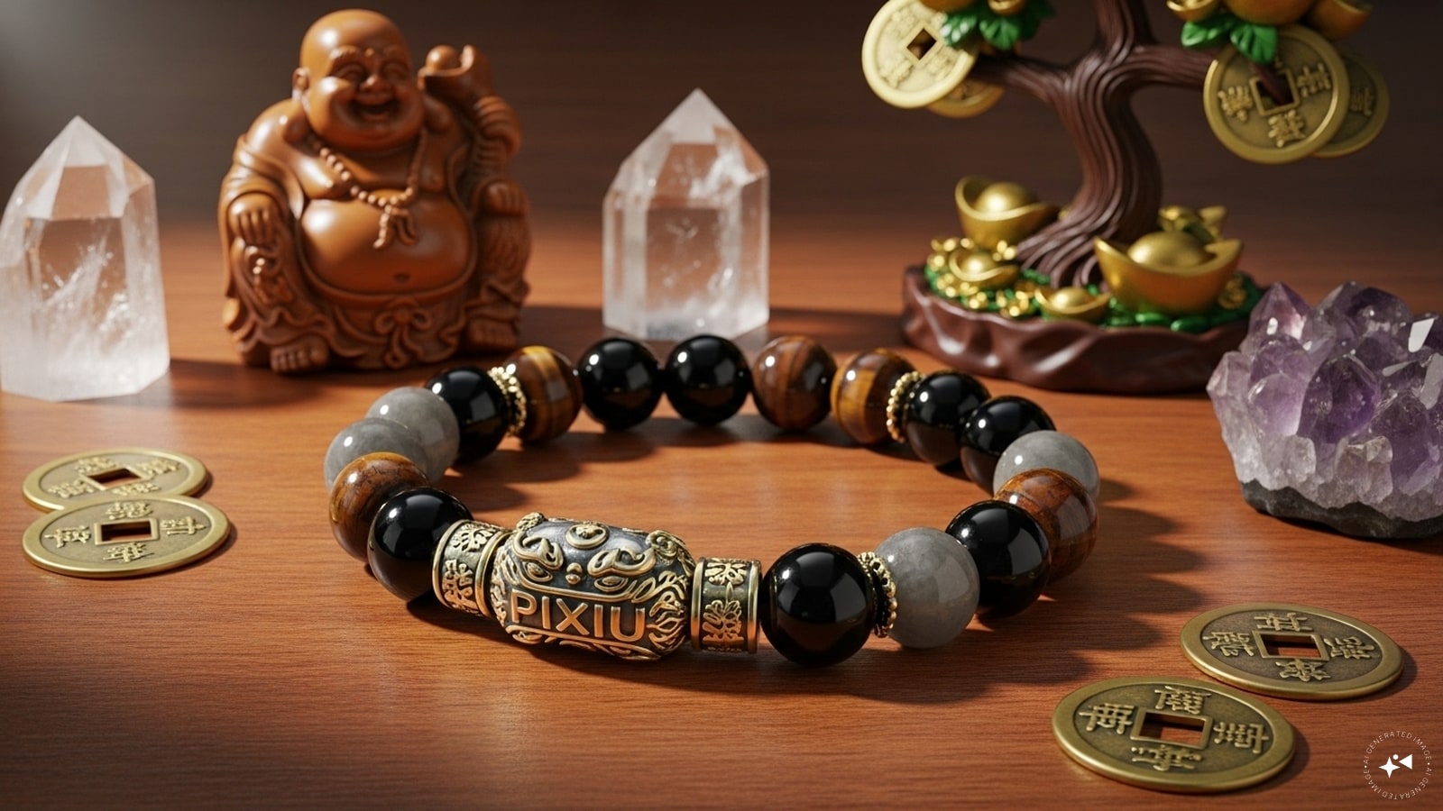 Pixiu should always face outwards so that it can attract money and opportunities towards you. The bracelet should be removed while sleeping, bathing, or going to the toilet, as the effect of negative energy can increase in these places. To keep the bracelet always clean and energetic, it can be purified from time to time by placing it in moonlight or sunlight. (AI generated image) Pixiu should always face outwards so that it can attract money and opportunities towards you. The bracelet should be removed while sleeping, bathing, or going to the toilet, as the effect of negative energy can increase in these places. To keep the bracelet always clean and energetic, it can be purified from time to time by placing it in moonlight or sunlight. (AI generated image)
