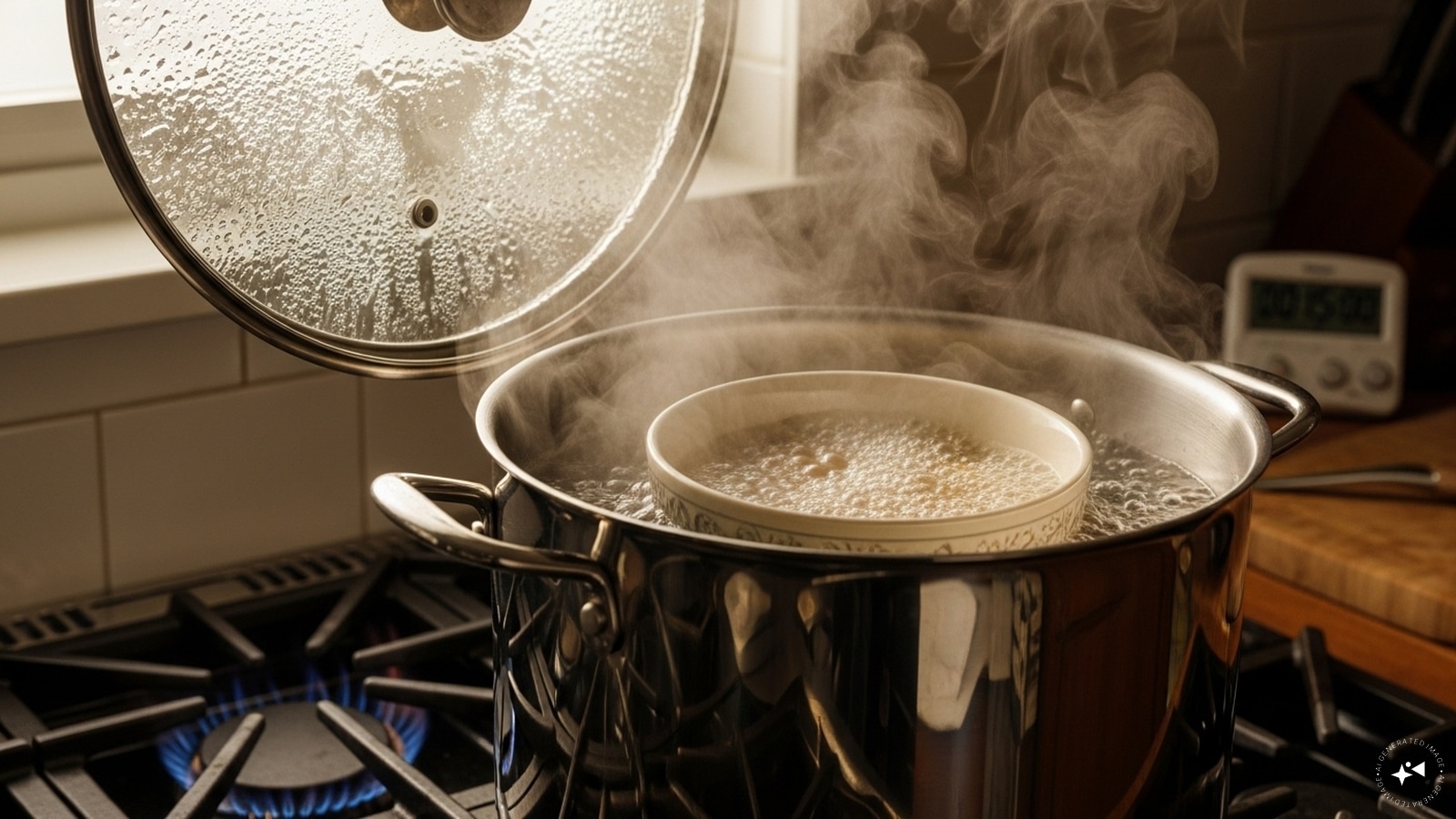 Thereafter, heat some water in a large pan and gently place the bowl in the hot water. Close the lid of the pot and cook on medium heat for about 15 minutes. Thereafter, heat some water in a large pan and gently place the bowl in the hot water. Close the lid of the pot and cook on medium heat for about 15 minutes.